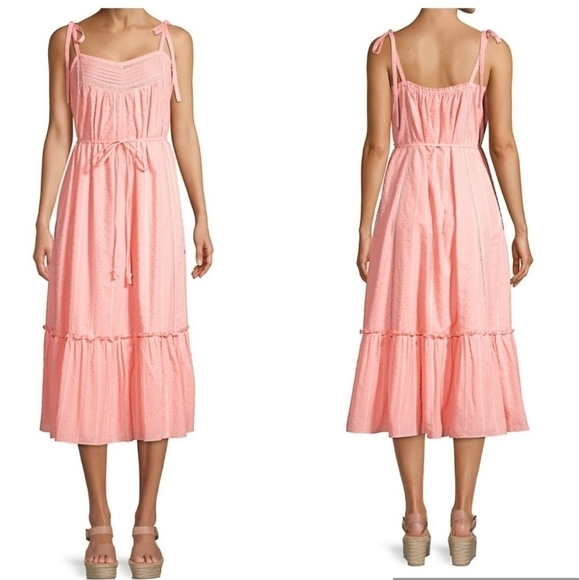 Rebecca Taylor LA VIE Kelsey Textured Midi Dress In Color Blossom Size L - Picture 1 of 16